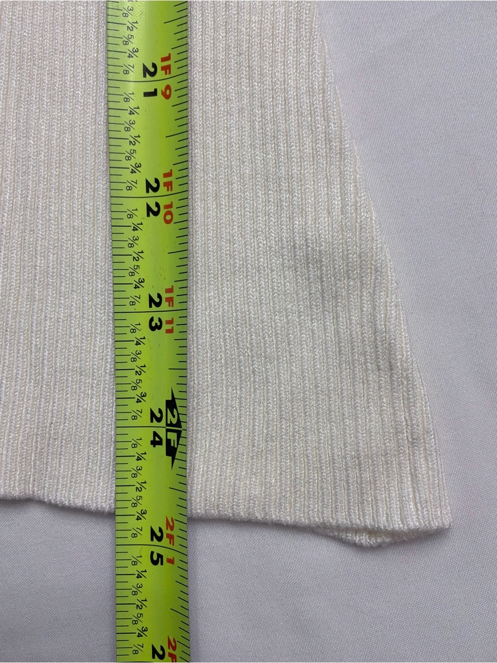 Divided Off-Shoulder Cream Ribbed Knit Sweater - Picture 7 of 11